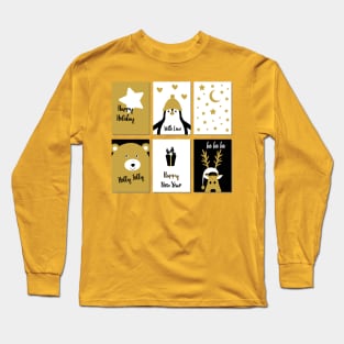 Merry Christmas cards 2 - black, white and gold Long Sleeve T-Shirt